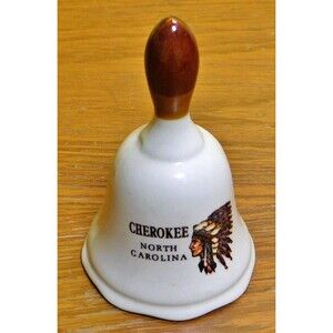 Vintage Ceramic Souvenir Bell from Cherokee North Carolina